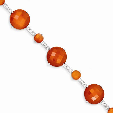Sterling Silver Carnelian Circle Bracelet
