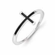 14k White Gold Antiqued Sideways Cross Ring