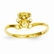 14k Yellow Gold Childs Polished Teddy Bear Ring