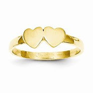 14k Yellow Gold Childs Double Heart Ring