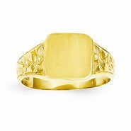 14k Yellow Gold Square Satin-top Baby Signet Ring