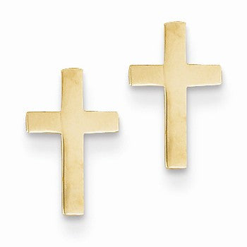 14k Yellow Gold Polished Cross Earrings