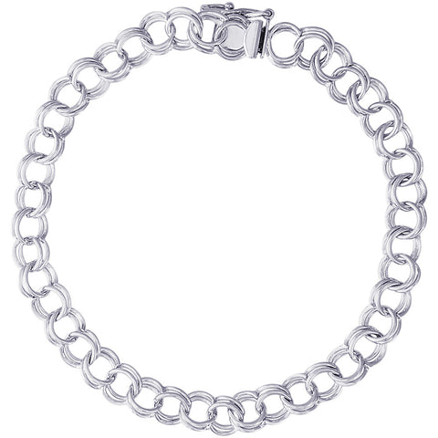 Double Spiral Charm Bracelet in White Gold, 8 inch