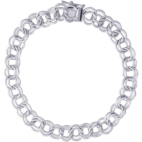 Double Spiral Charm Bracelet in White Gold, 8 inch