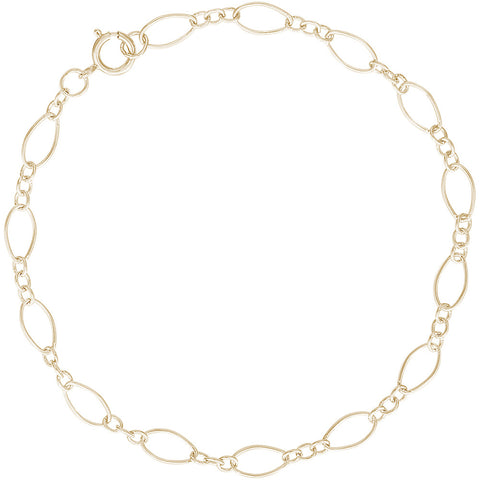 Charm Bracelet in Sterling Gold Plated, 8 inch