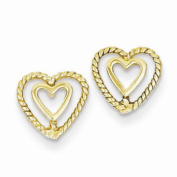 14k Yellow Gold Heart Earrings