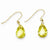 14k Yellow Gold Light Green CZ Pear Shaped Dangle Earrings