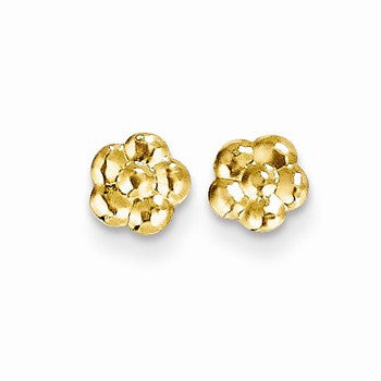 14k Yellow Gold Flower Post Earrings