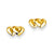 14k Yellow Gold Hearts Post Earrings