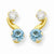 14k Yellow Gold Synthetic Aquamarine (Mar) Post Earrings