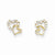 14k Yellow Gold CZ Double Heart Post Earrings