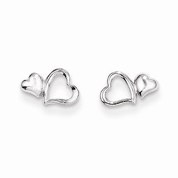 14k White Gold Heart Dangle Post Earrings