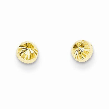 14k Yellow Gold Diamond Cut 4mm Half-Ball Post Earrings