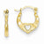 14k Yellow Gold Rhodium Heart Hollow Hoop Earrings