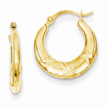 14k Yellow Gold Hollow X Hoop Earrings