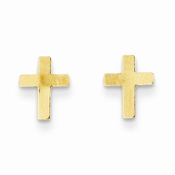 14k Yellow Gold Polished Cross Friction Post Earrings