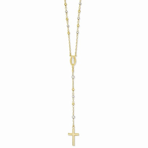 14K Two-Tone Diamond-Cut Bead Rosary, 32 inch, Jewelry Chains and Necklace