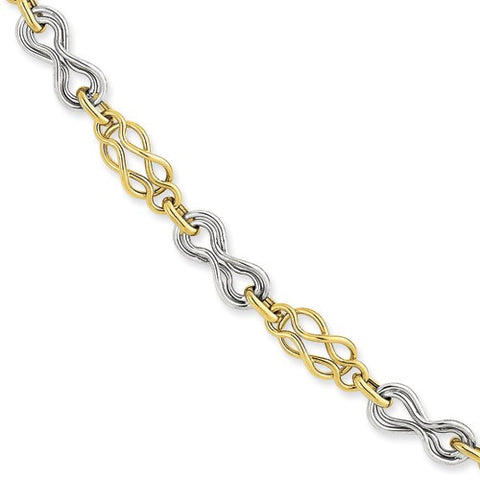 14K White and Yellow Gold Hollow Bracelet