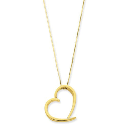 14K Yellow Gold Fancy Polished Heart Necklace
