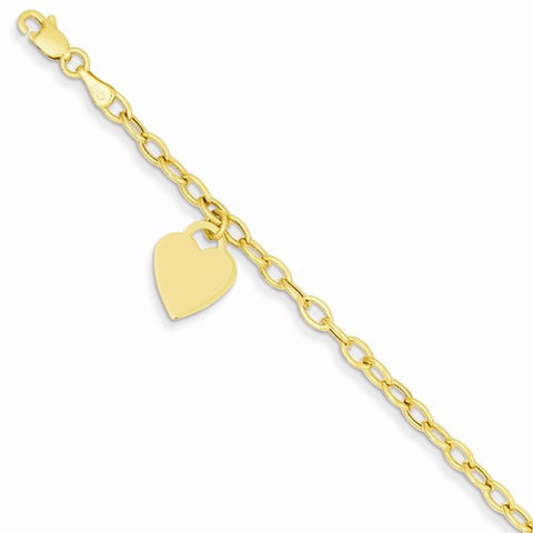 14K Yellow Gold Dangle Heart Bracelet