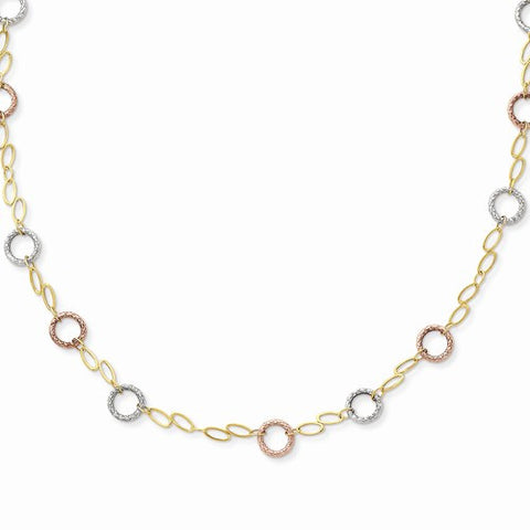 14K Tri-Color Gold Circles Necklace
