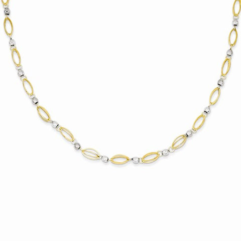 14K Two-Tone Fancy Mirror Bead Necklace