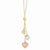 14K Tri-Color Gold Puff Heart Lariat Necklace