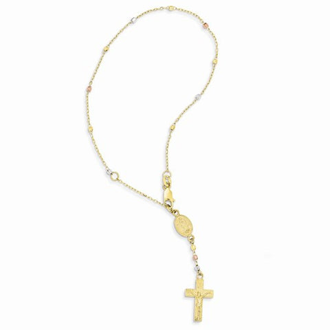 14K Tri-Color Gold To Rosary Bracelet