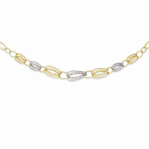 14K Two-Tone Textured Hollow Necklace