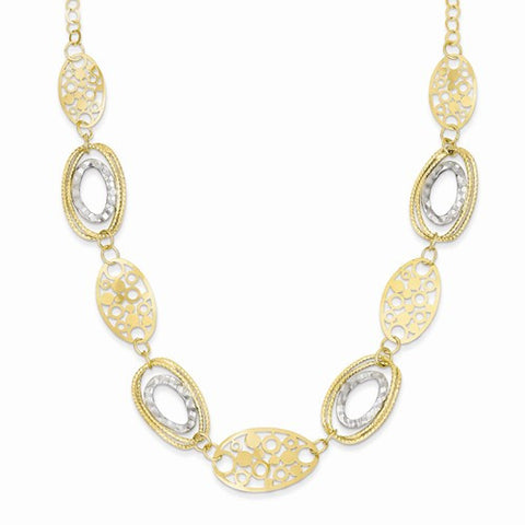 14K Two-Tone Textured & Polished Fancy Necklace