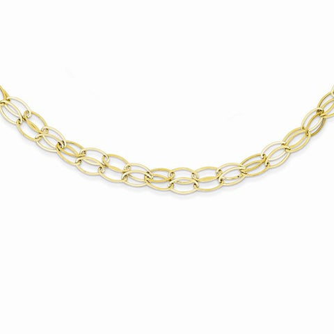 14K Yellow Gold Double Strand Oval Links Necklace