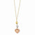 14K Tri-Color Gold Ropa Diamond-Cut Beads & Heart Necklace