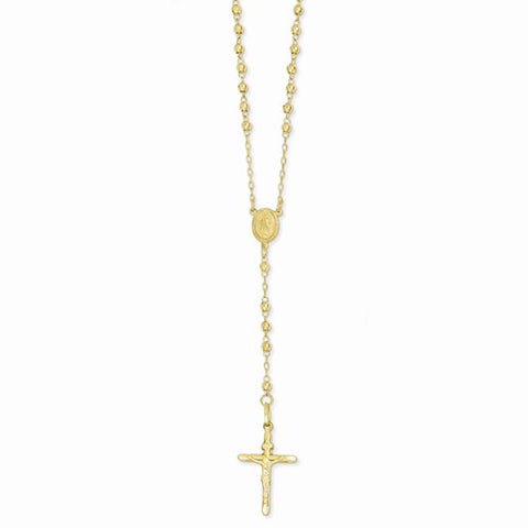 14K Yellow Gold Diamond-Cut Beaded Rosary Necklace
