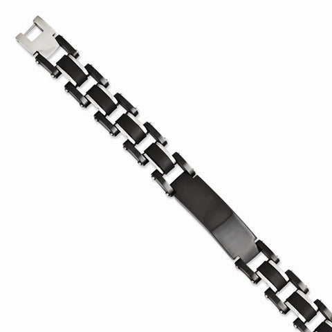 Stainless Steel Black Ip-Plated & Black Rubber Id Bracelet