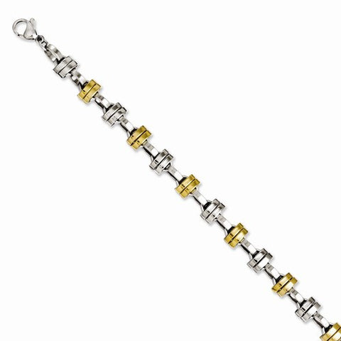 Stainless Steel Yellow Ip-Plated & Polished Links Bracelet