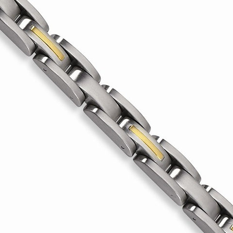 Stainless Steel 14K Yellow Inlay Bracelet