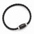 Stainless Steel Leather Black Ip-Plated Polished Bracelet