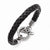Stainless Steel Leather Polished Toggle Bracelet