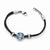 Stainless Steel Polished Blue Glass Leather Bracelet