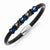 Stainless Steel Blue & Black Ip-Plated Black Leather Bracelet