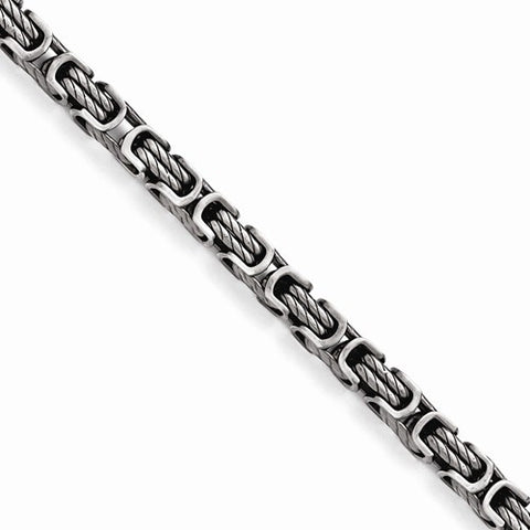 Stainless Steel Brushed and Antiqued Link Bracelet