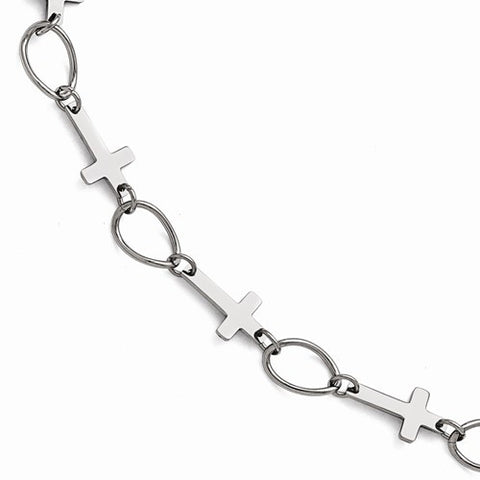 Stainless Steel Polished Cross Bracelet
