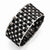 Stainless Steel Polished Woven Black Leather Bracelet