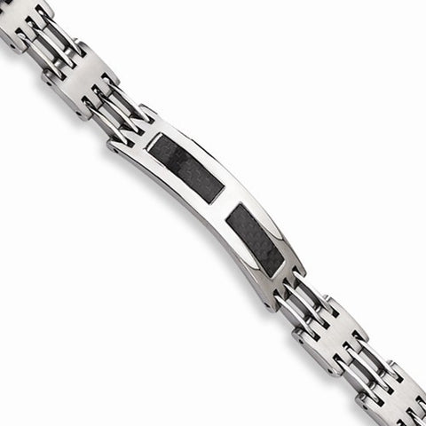 Stainless Steel Black Carbon Fiber Id Bracelet