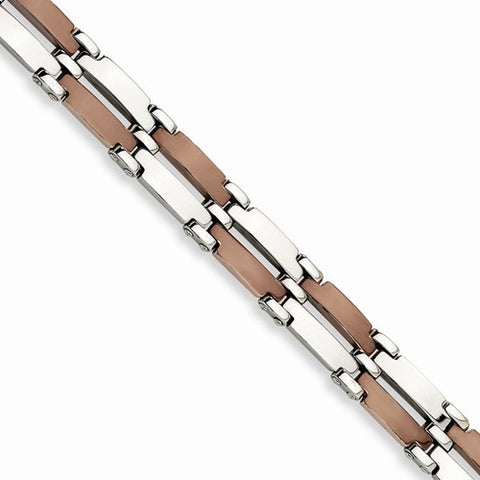 Stainless Steel and Chocolate Color Ip-Plated Link Bracelet