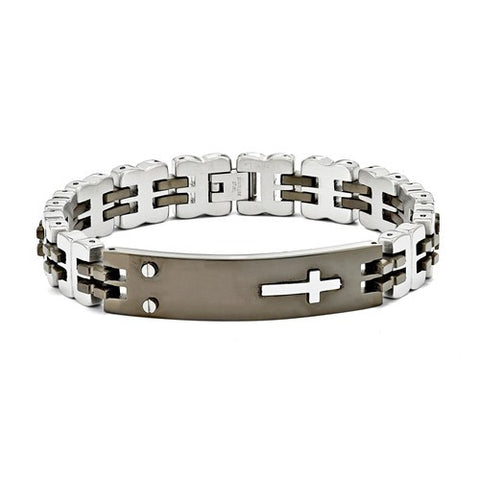 Stainless Steel Black Ip-Plated Id Bracelet