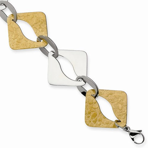 Stainless Steel Yellow Ip-Plated Sqare Link Bracelet