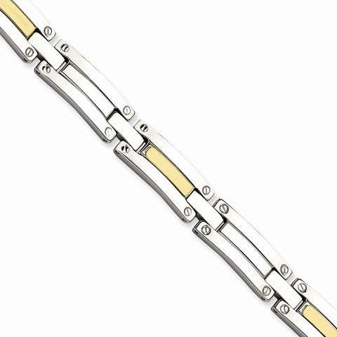 Stainless Steel & 14K Yellow Gold Polished Bracelet