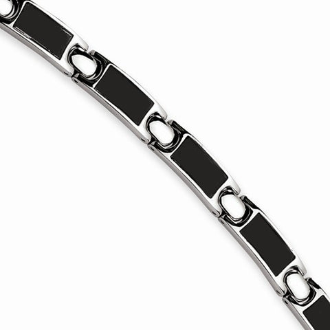 Stainless Steel Black Carbon Fiber Polished Bracelet