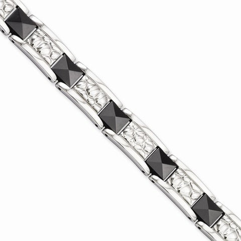 Stainless Steel Black-Plated & Textured Bracelet